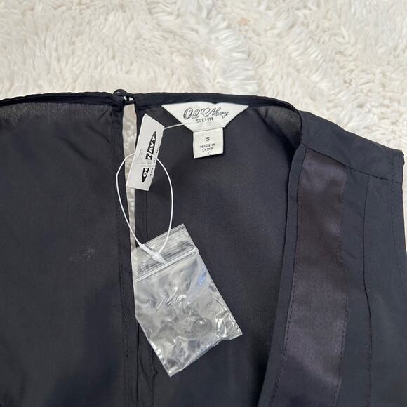 Old Navy Sz S 100% Silk Black Y2k Going Out Top Peplum Preppy Grunge Whimsigoth - Picture 5 of 6